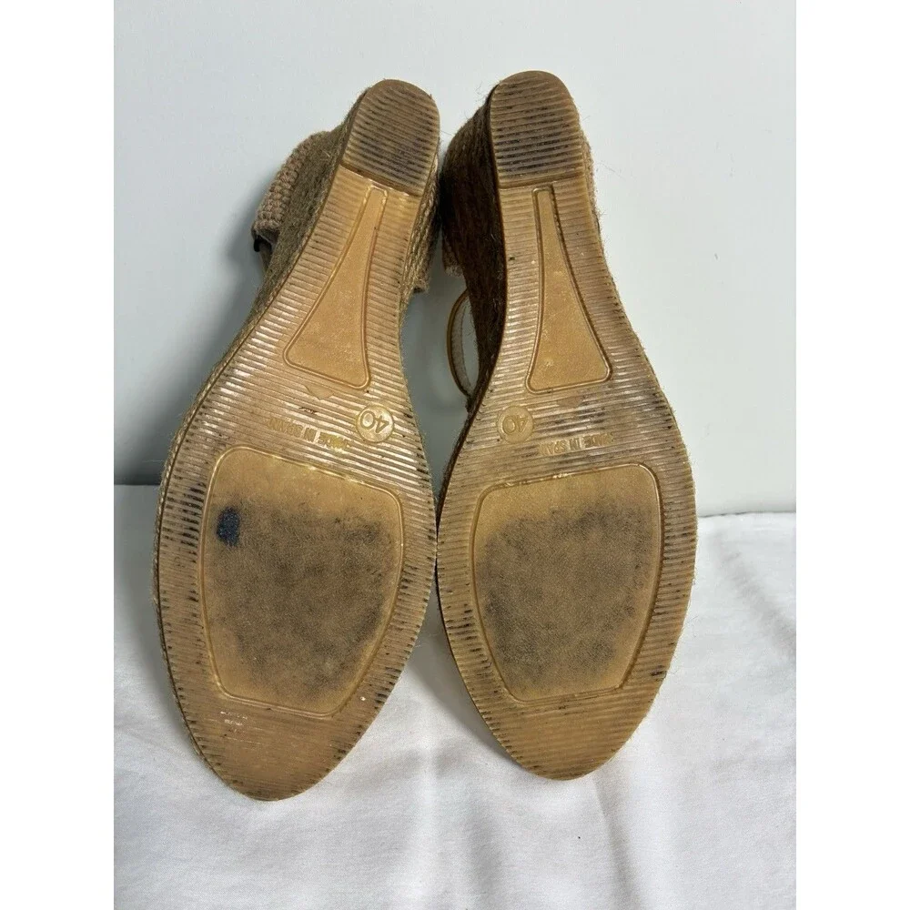 Gaimo Wedge Sandal Sz 9 Yellow Suede Espadrille Handmade In Spain Round toe Rope
